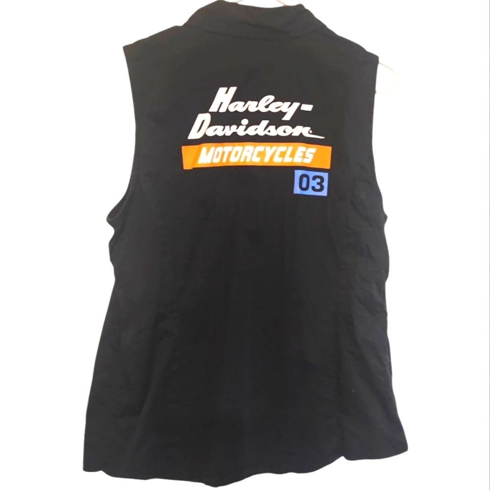 Harley-Davidson Women's Zip Front Sleeveless Shirt, Black, Size Large - Picture 1 of 4